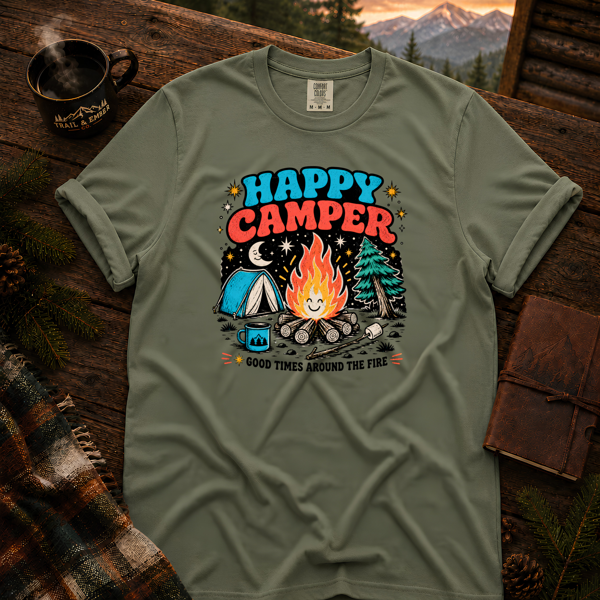 Happy Camper Comfort Colors T-Shirt in Sage