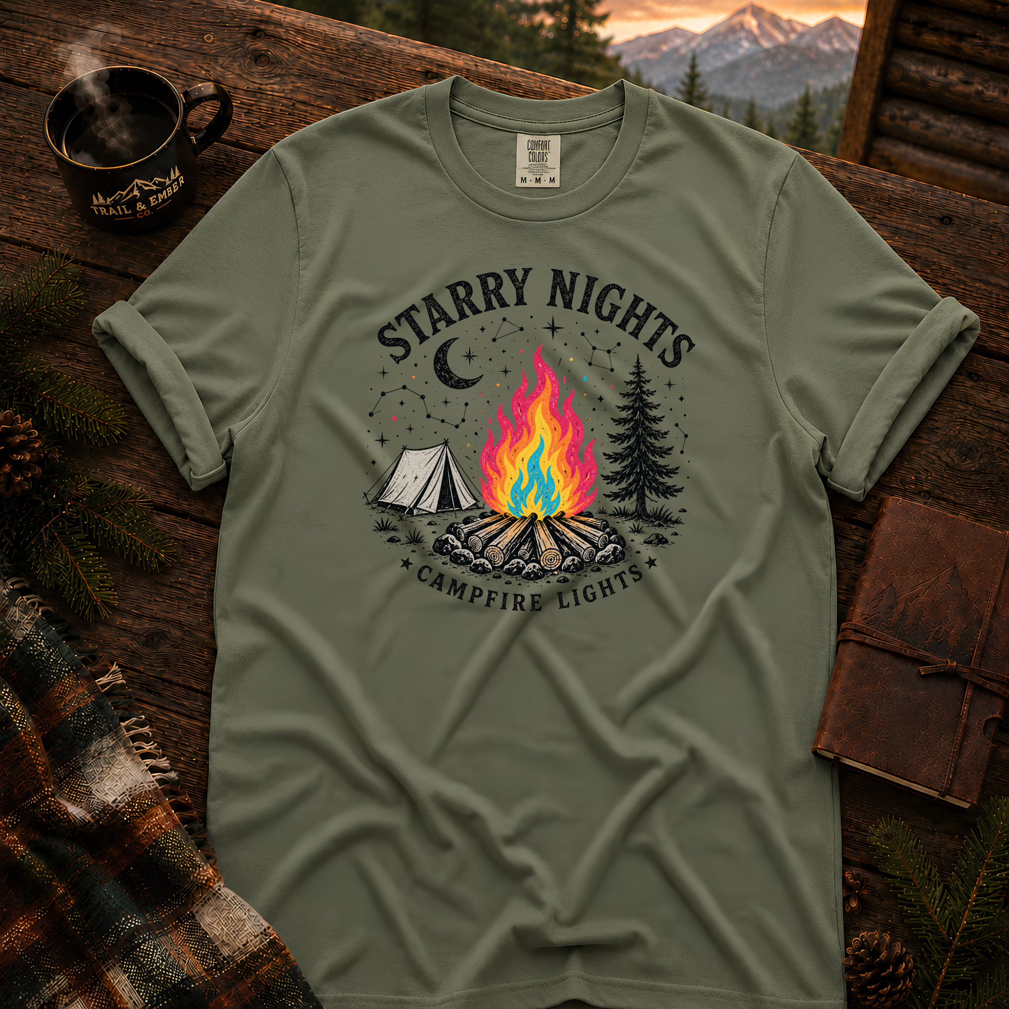Starry Night Comfort Colors T-Shirt in Sage