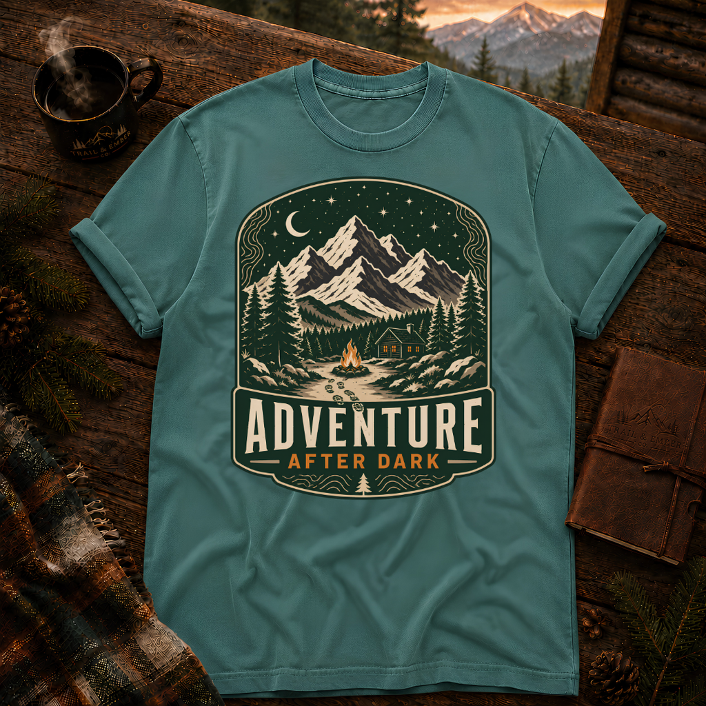 Seafoam Comfort Colors 1717 t-shirt with Adventure After Dark design — Trail & Ember Co.