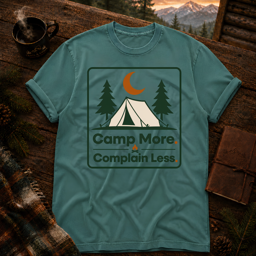 Seafoam Comfort Colors 1717 t-shirt with Camp More Complain Less design — Trail & Ember Co.