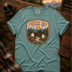 Haunted Trail National Park t-shirt in Seafoam — vintage Halloween badge design