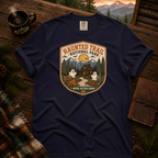 Haunted Trail National Park t-shirt in True Navy — vintage Halloween badge design