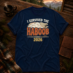 I Survived the Haboob tee in True Navy — Arizona dust storm design on garment-dyed Comfort Colors cotton
