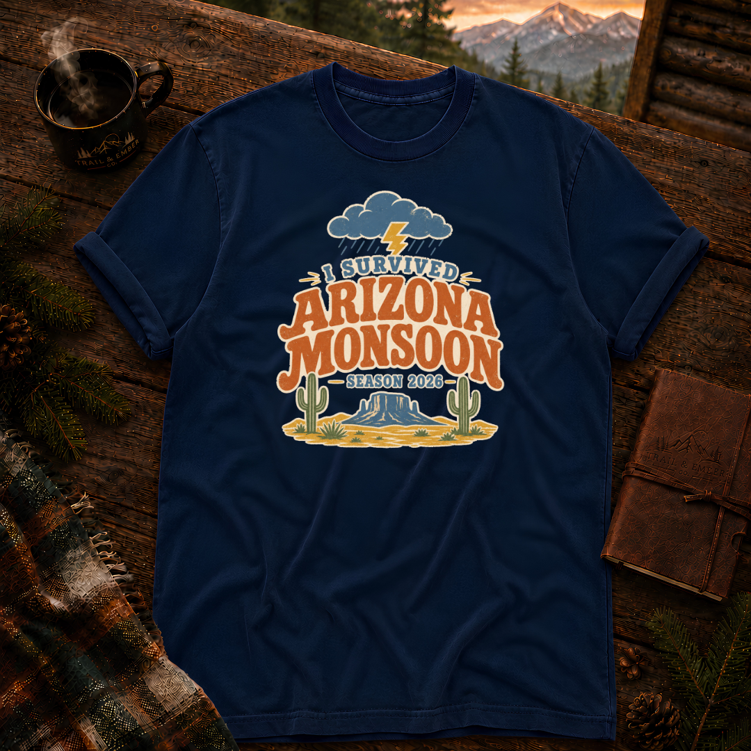True Navy Comfort Colors 1717 t-shirt with Arizona Monsoon design — Trail & Ember Co.