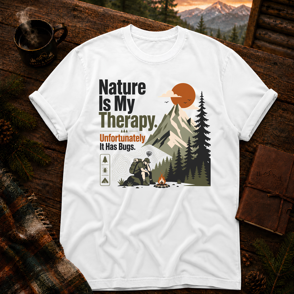 White Comfort Colors 1717 t-shirt with Find Your Own Trail design — Trail & Ember Co.