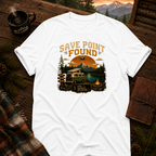 White Gildan 64000 t-shirt with Save Point Found graphic — Trail & Ember Co. outdoor apparel