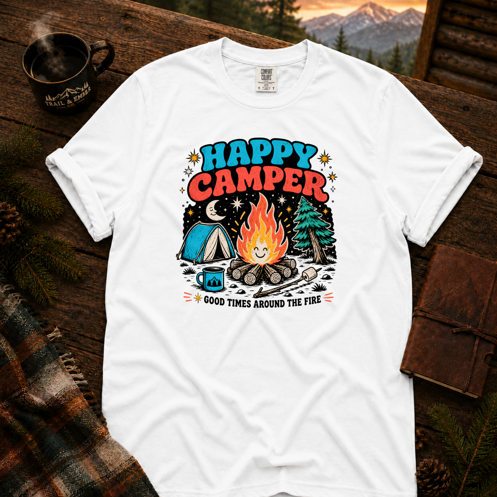 Happy Camper Comfort Colors T-Shirt in White