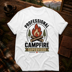 White Comfort Colors 1717 t-shirt with Campfire Supervisor design — Trail & Ember Co.