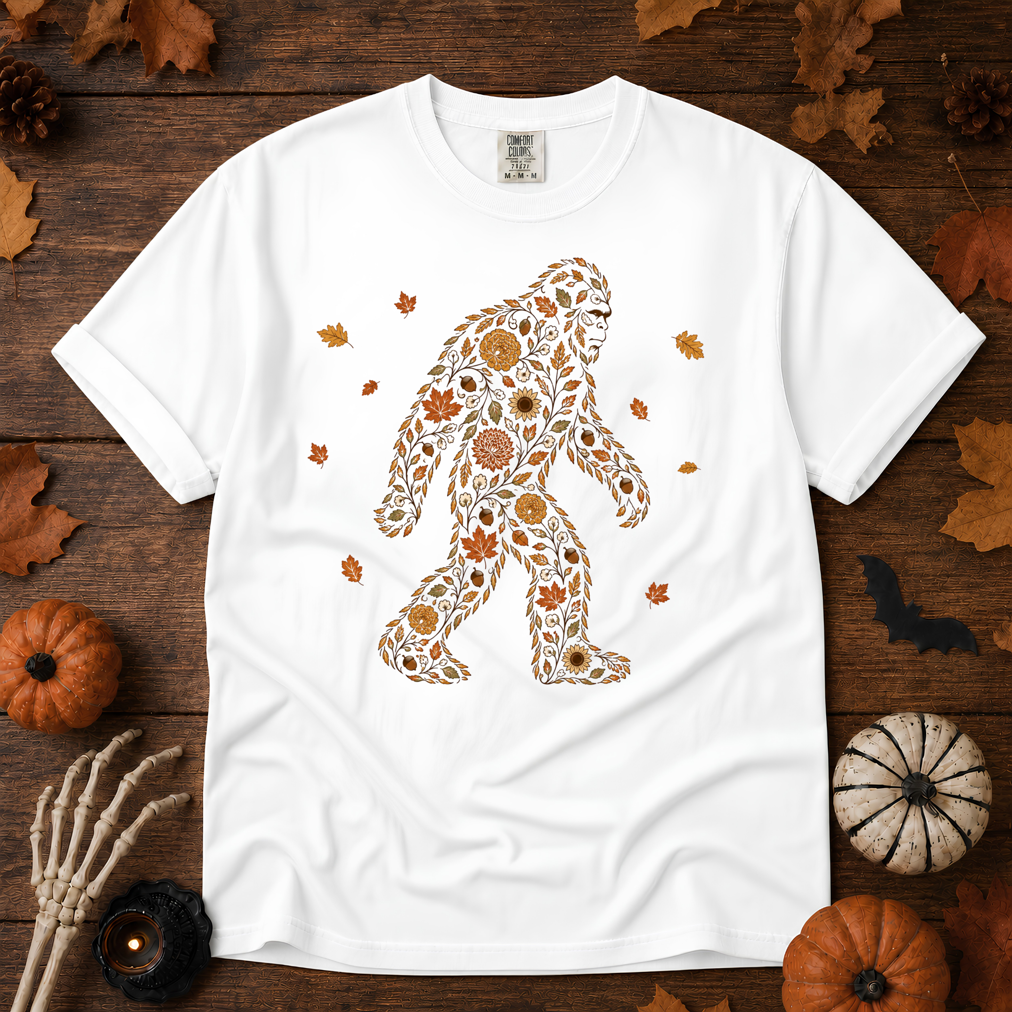 Autumn Big Foot graphic t-shirt in White, Trail & Ember Co. — Southwestern vintage design