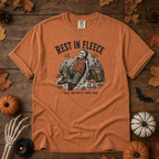 Yam Comfort Colors t-shirt featuring a skeleton wrapped head to rib in fleece, propped against a lantern, Trail & Ember Co.