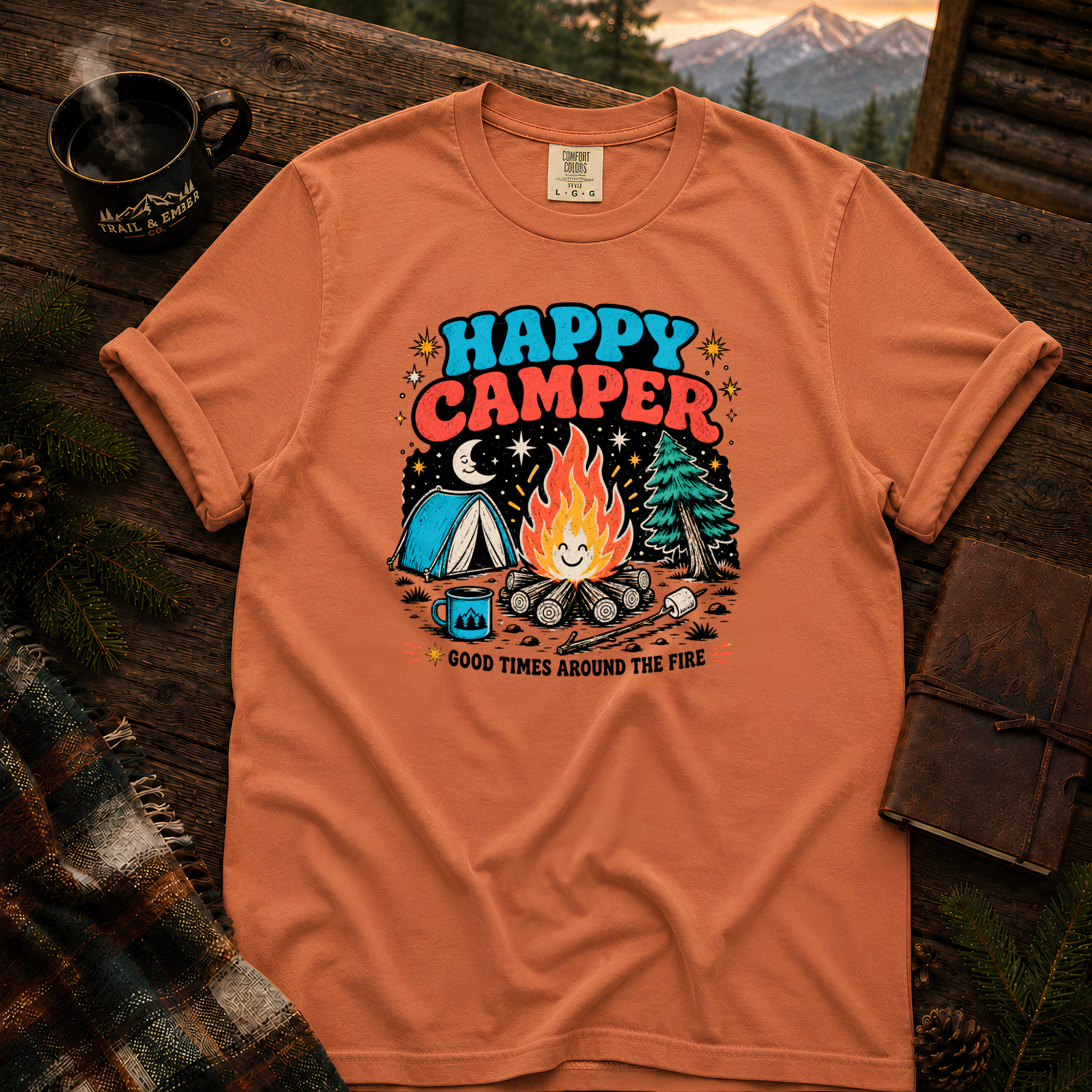 Happy Camper Comfort Colors T-Shirt in Yam