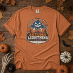 Yam Comfort Colors t-shirt featuring lightning splitting the sky over a lone saguaro with storm clouds rolling across the desert, Trail & Ember Co.
