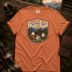 Haunted Trail National Park t-shirt in Yam — vintage Halloween badge design