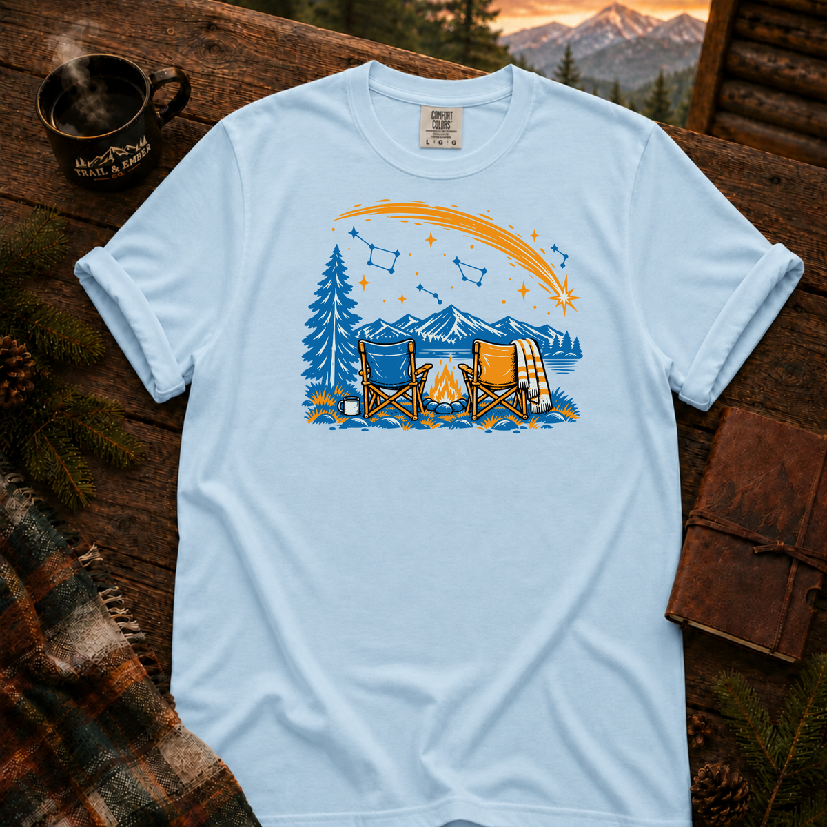 Camp By The Lake Comfort Colors T-Shirt in Chambray
