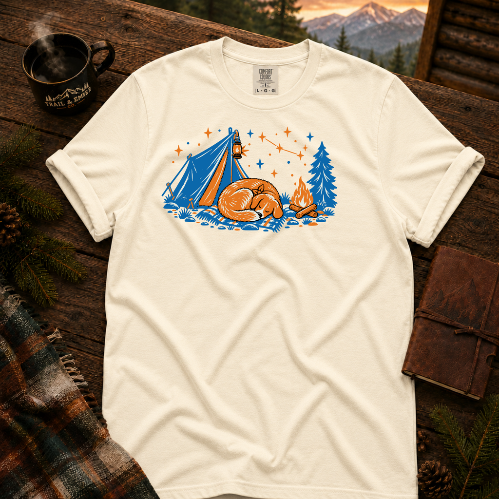 Camping Dog Comfort Colors T-Shirt in Ivory