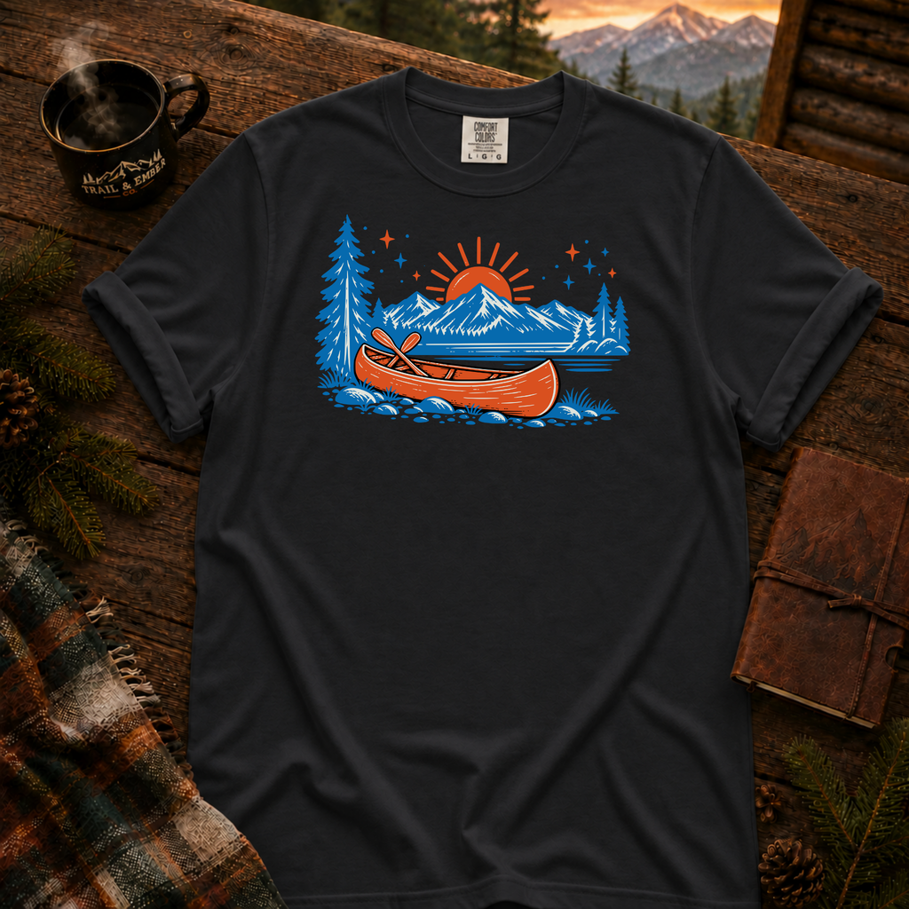 Neon Canoe Comfort Colors T-Shirt in Black