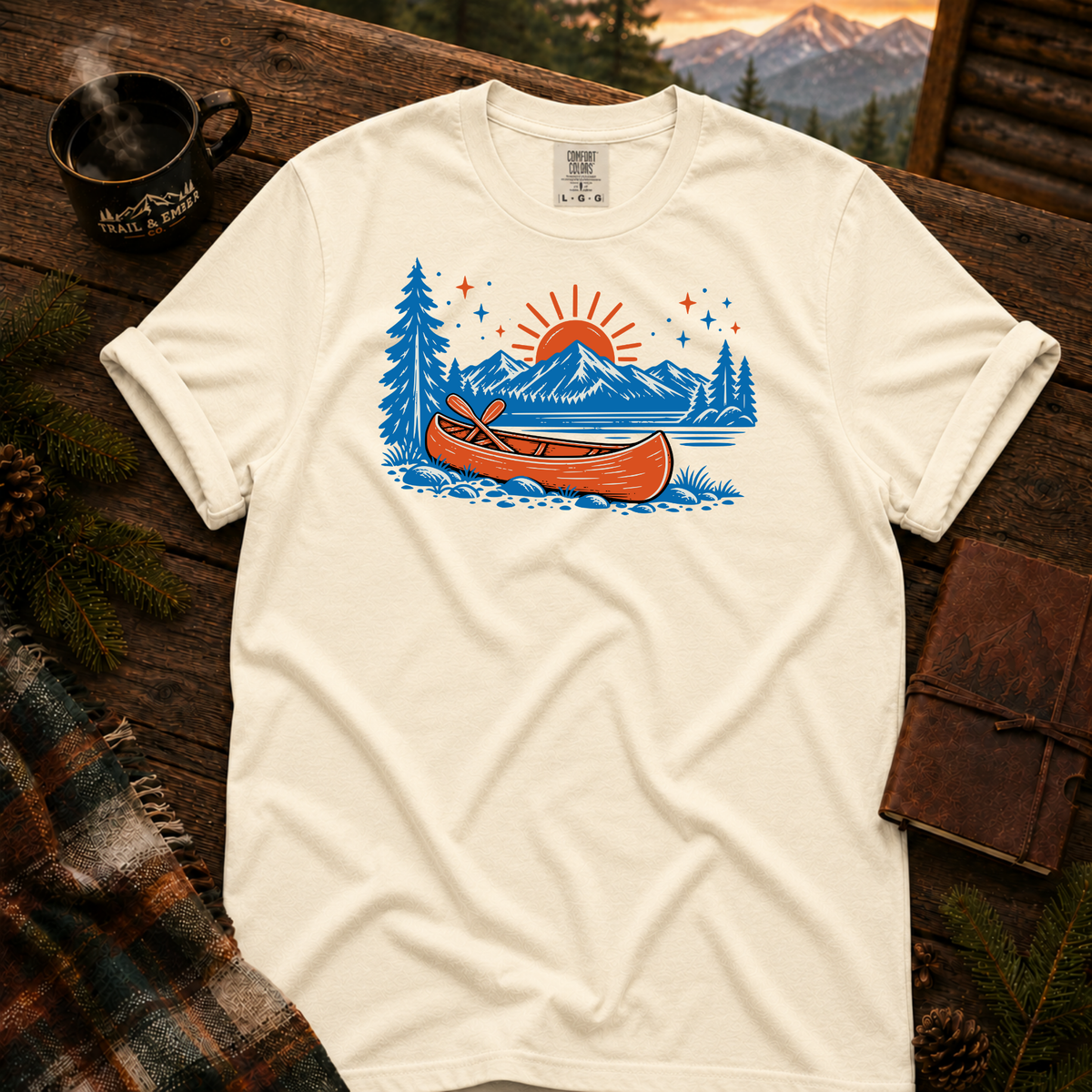 Neon Canoe Comfort Colors T-Shirt in Ivory
