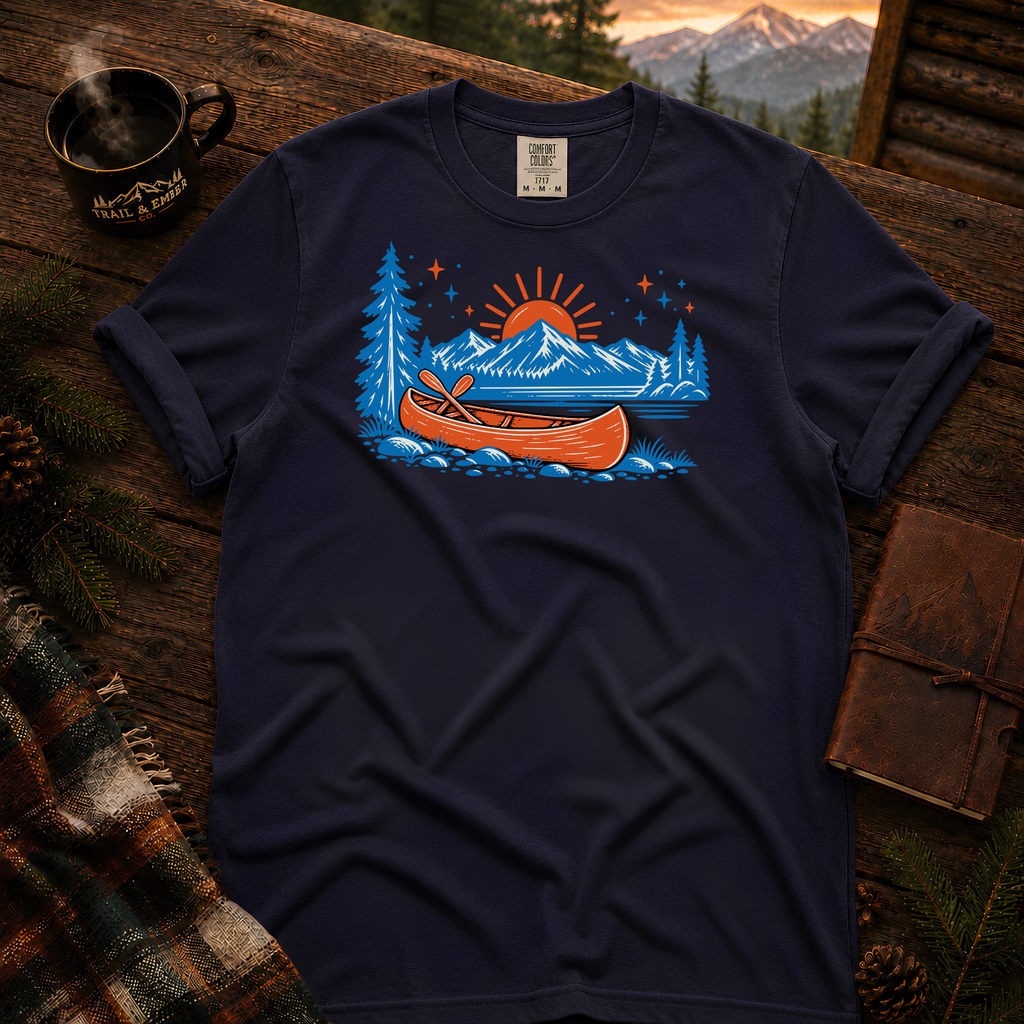 Neon Canoe Comfort Colors T-Shirt in True Navy