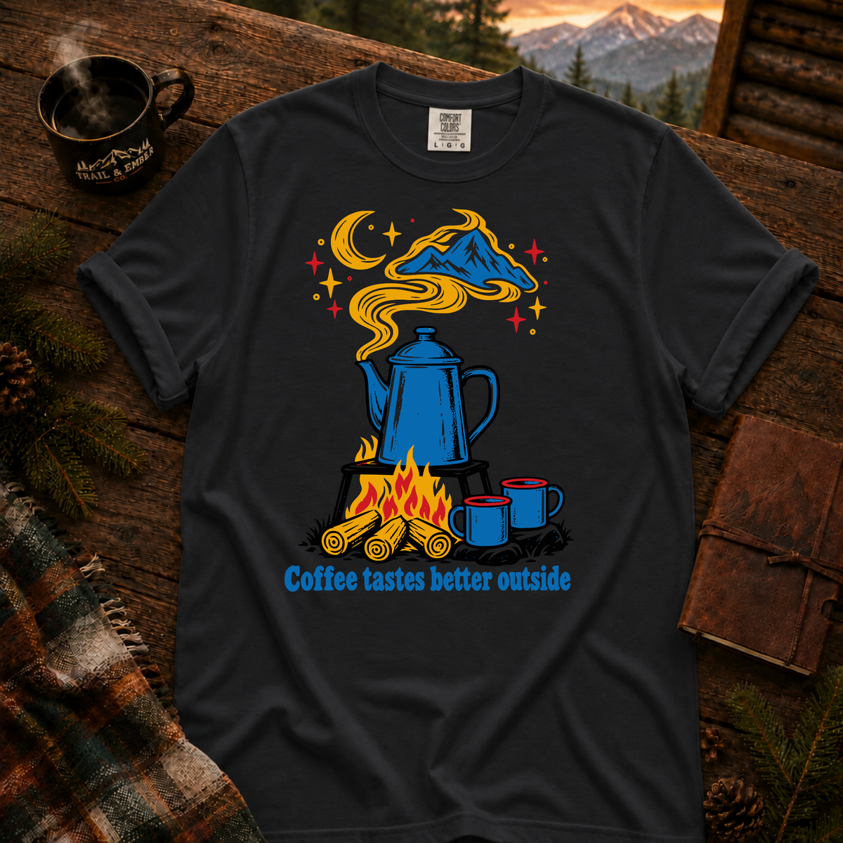 Neon Coffee Comfort Colors T-Shirt in Black