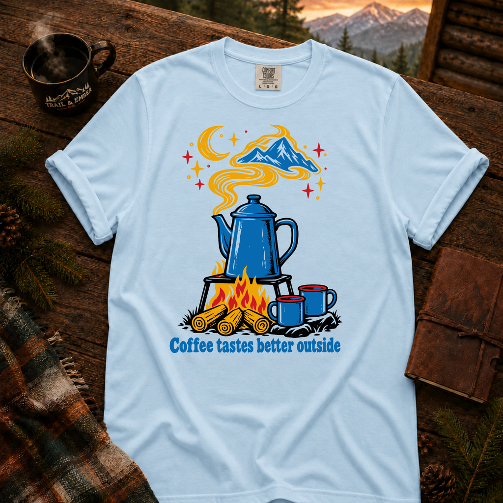 Neon Coffee Comfort Colors T-Shirt in Chambray