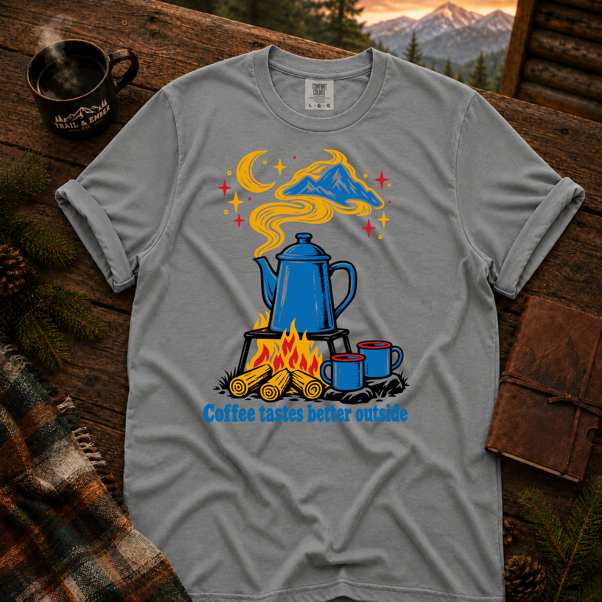 Neon Coffee Comfort Colors T-Shirt in Grey
