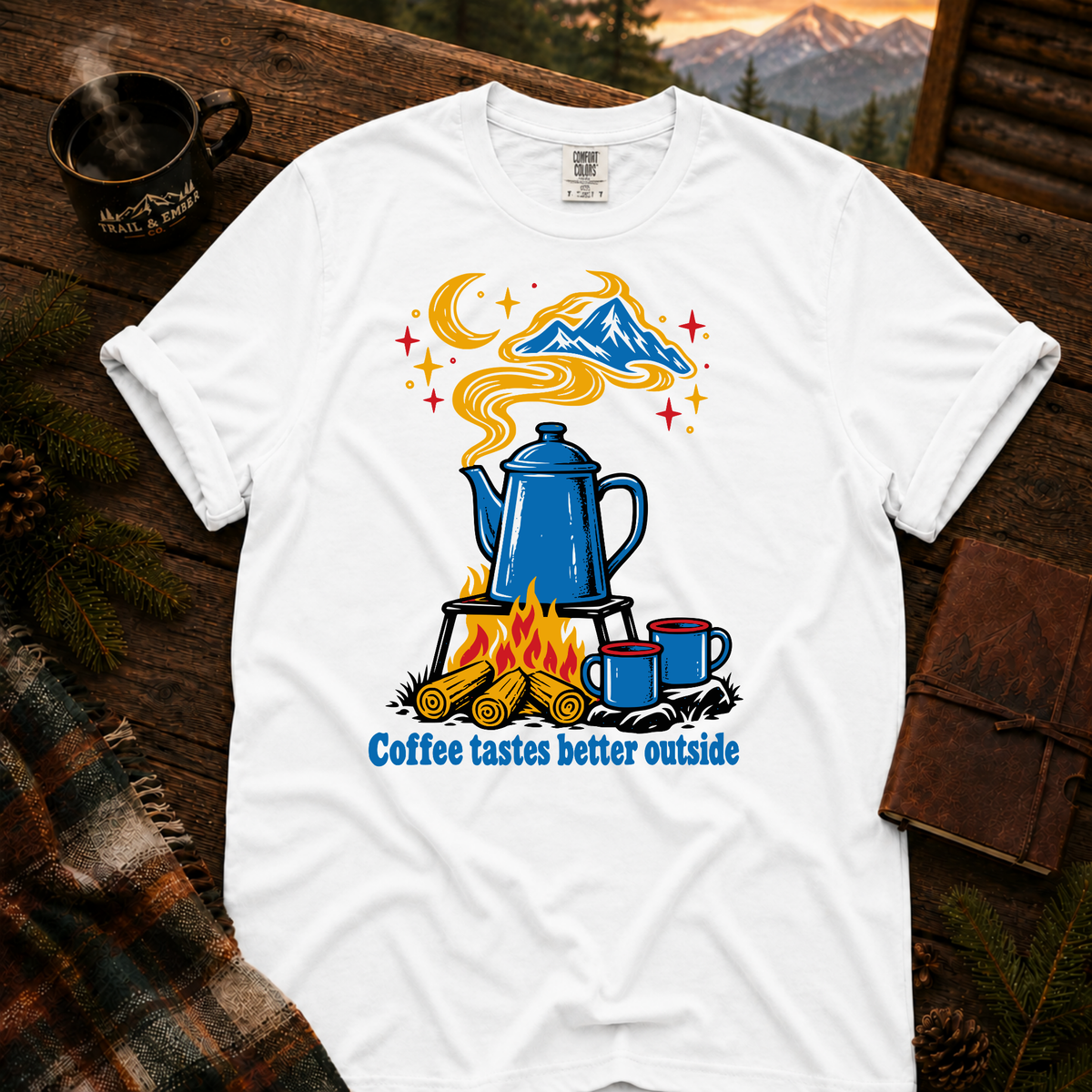 Neon Coffee Comfort Colors T-Shirt in White
