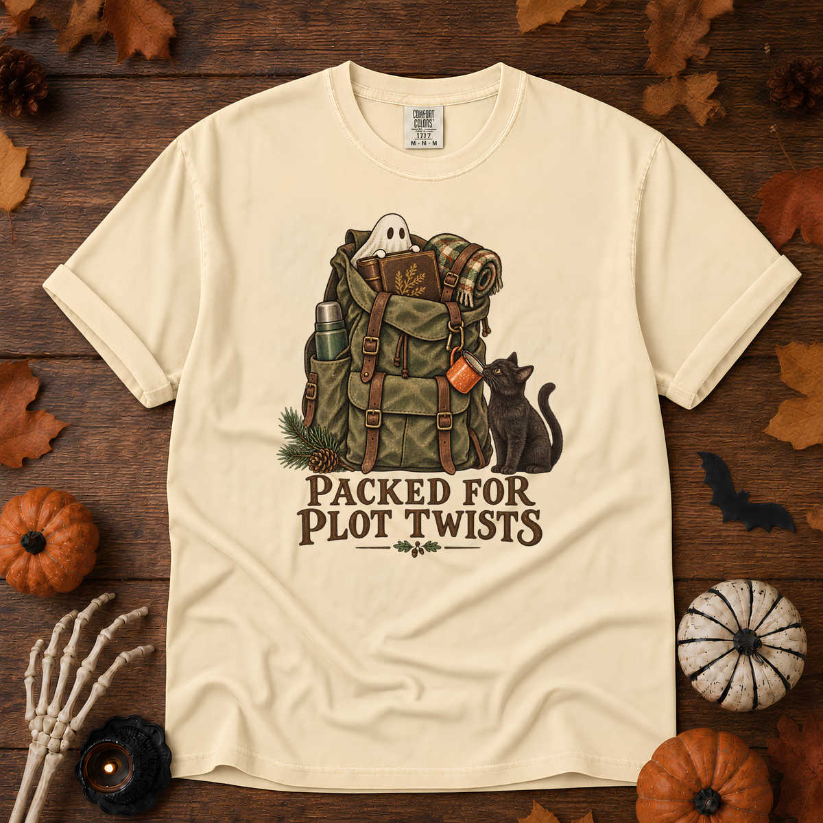 Plot Twist book lover t-shirt in Banana — garment-dyed Comfort Colors 1717, Trail & Ember Co.
