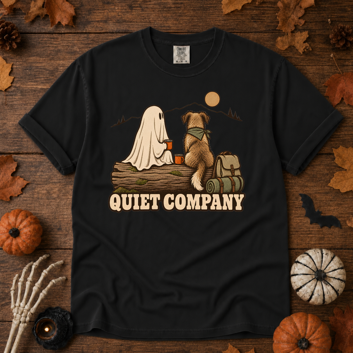 Quiet Company book lover t-shirt in Black — garment-dyed Comfort Colors 1717, Trail & Ember Co.