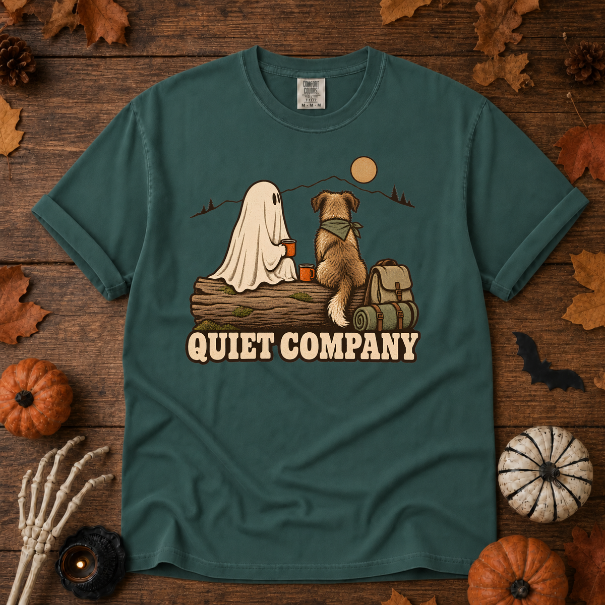 Quiet Company book lover t-shirt in Blue Spruce — garment-dyed Comfort Colors 1717, Trail & Ember Co.