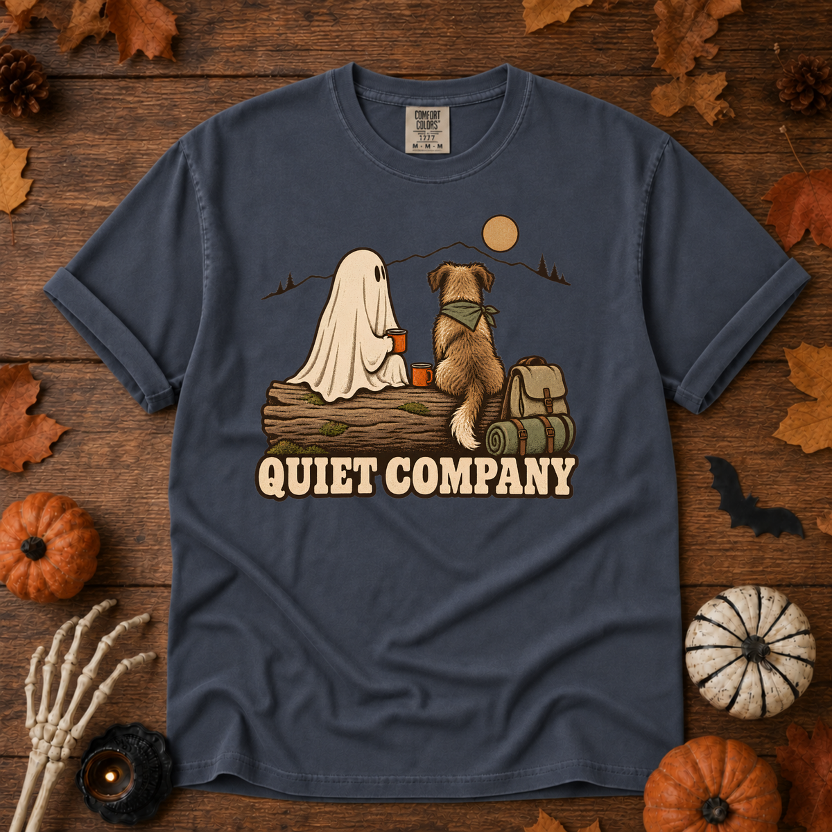 Quiet Company book lover t-shirt in Midnight — garment-dyed Comfort Colors 1717, Trail & Ember Co.