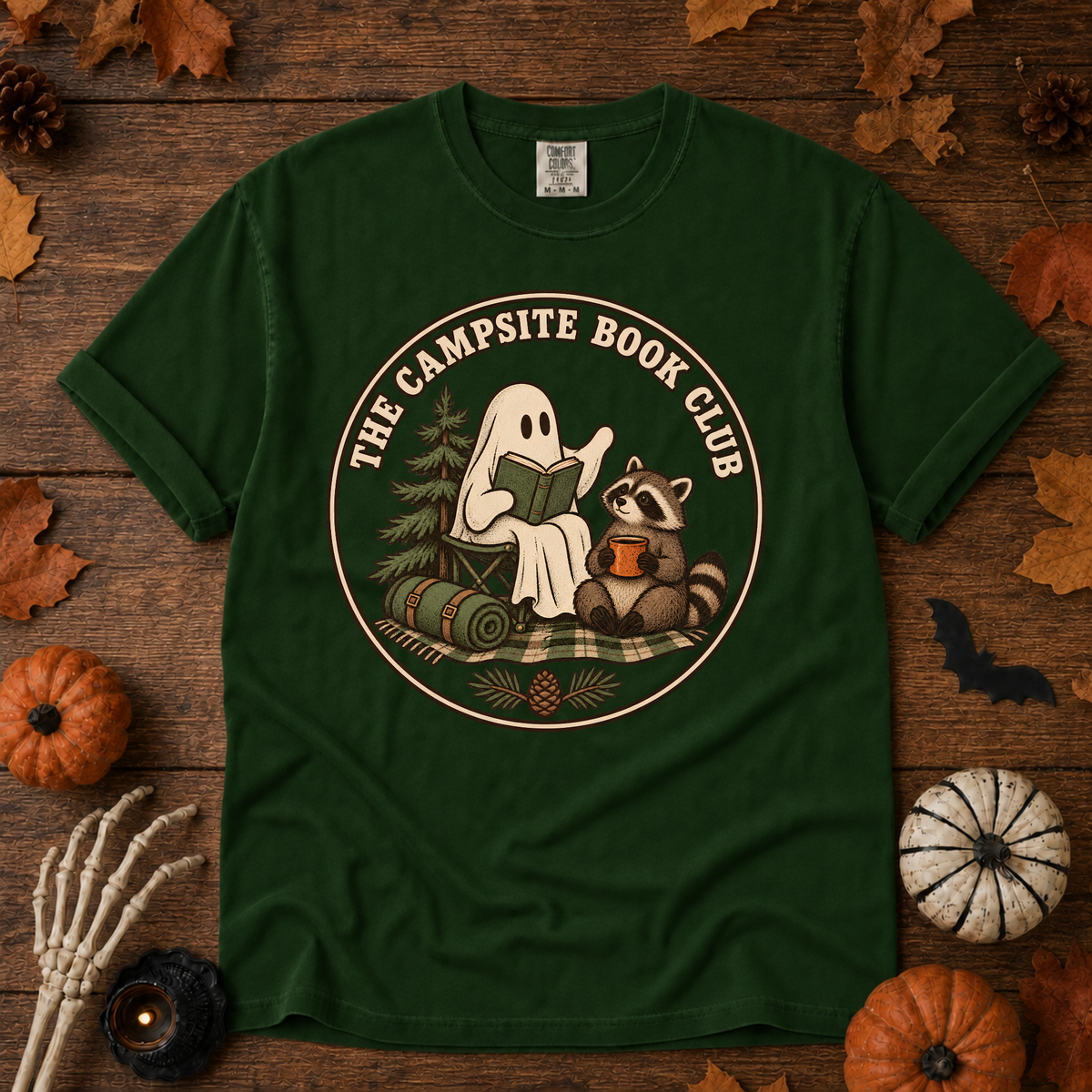 The Campsite Book Club t-shirt in Hemp — garment-dyed Comfort Colors 1717, Trail & Ember Co.