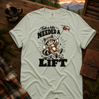Bay Comfort Colors T-shirt with Took a Hike, Needed a Lift raccoon and rescue helicopter design.